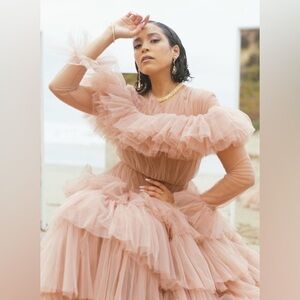 Elegant Tan Tulle Dress